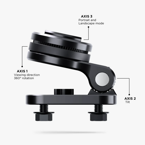 Super-stable 3-axis 360° adjustment