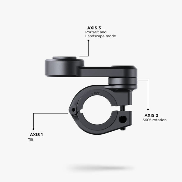 Super-stable 3-axis 360° adjustment