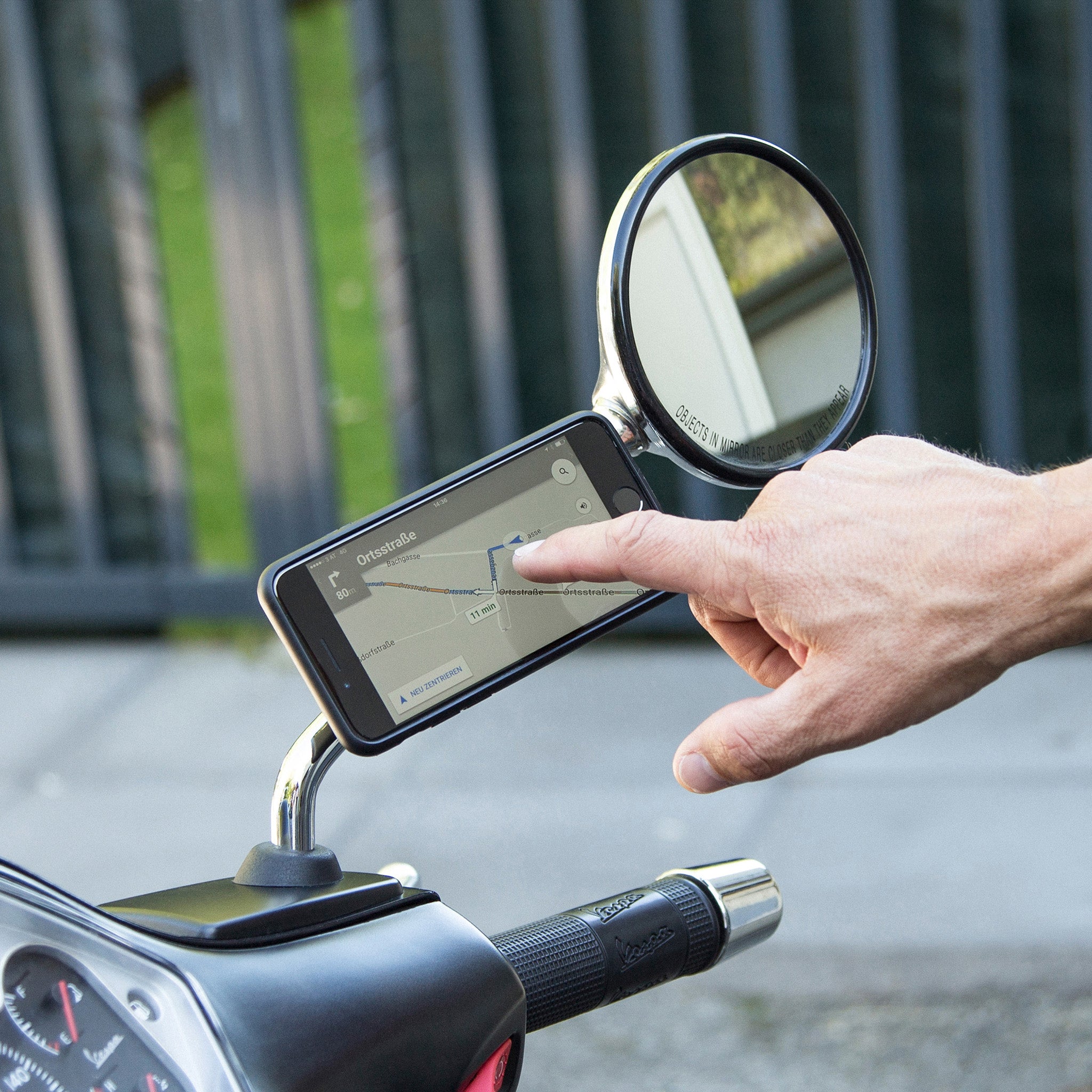 Motorcycle mirror mount cell sales phone holder